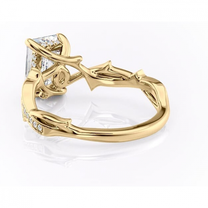 Inel de logodnă Eleanor din aur Galben 14kt cu moissanite tăietură smarald – Montură pavé rafinată pentru profil mediu | Personalizează și configurează gratuit online [4]