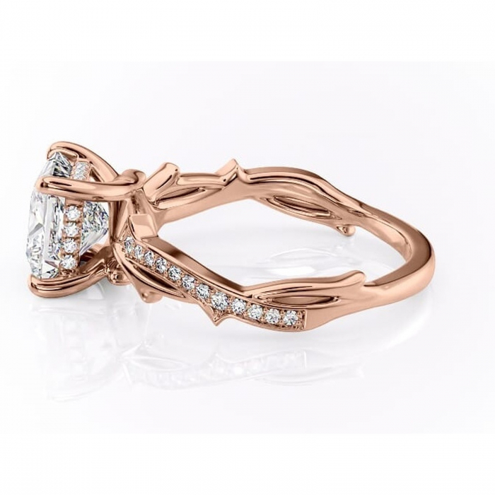 Inel de logodnă Eleanor din aur Rose 14kt cu moissanite tăietură princess – Montură pavé rafinată pentru profil mediu | Personalizează și configurează gratuit online [6]