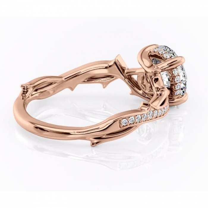 Inel de logodnă Eleanor din aur Rose 14kt cu moissanite tăietură rotundă – Montură pavé rafinată pentru profil mediu | Personalizează și configurează gratuit online [3]