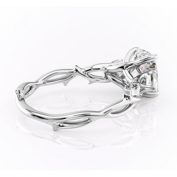 Inel de logodnă Elira din aur Alb 14kt cu moissanite tăietură asscher – Montură cu trei pietre rafinată pentru profil mediu | Personalizează și configurează gratuit online [3]