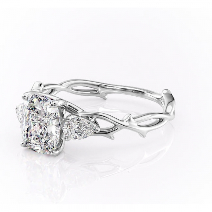 Inel de logodnă Elira din aur Alb 14kt cu moissanite tăietură asscher – Montură cu trei pietre rafinată pentru profil mediu | Personalizează și configurează gratuit online [7]