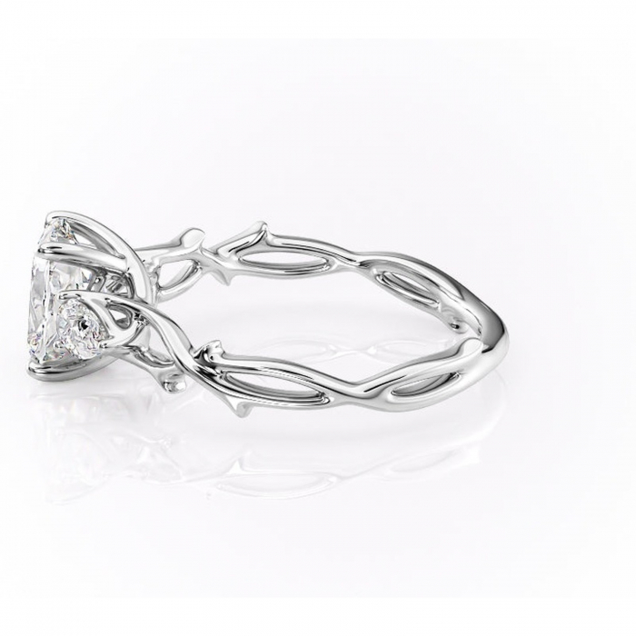 Inel de logodnă Elira din aur Alb 14kt cu moissanite tăietură asscher – Montură cu trei pietre rafinată pentru profil mediu | Personalizează și configurează gratuit online [6]