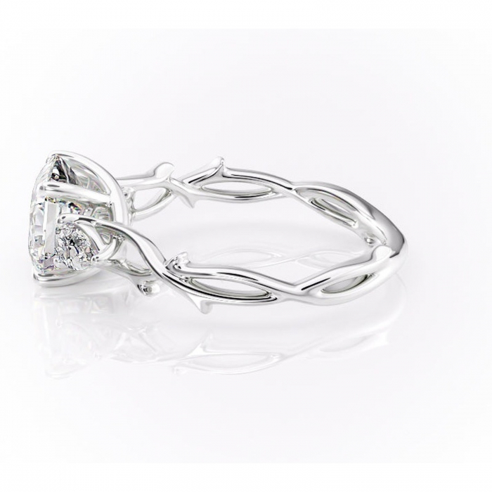 Inel de logodnă Elira din aur Alb 18kt cu moissanite tăietură asscher – Montură cu trei pietre rafinată pentru profil mediu | Personalizează și configurează gratuit online [6]