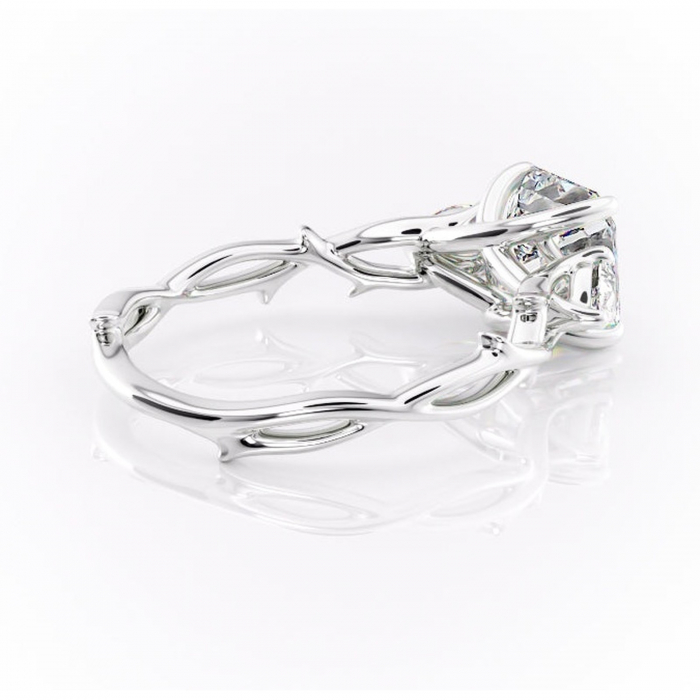 Inel de logodnă Elira din aur Alb 14kt cu moissanite tăietură asscher – Montură cu trei pietre rafinată pentru profil mediu | Personalizează și configurează gratuit online [3]