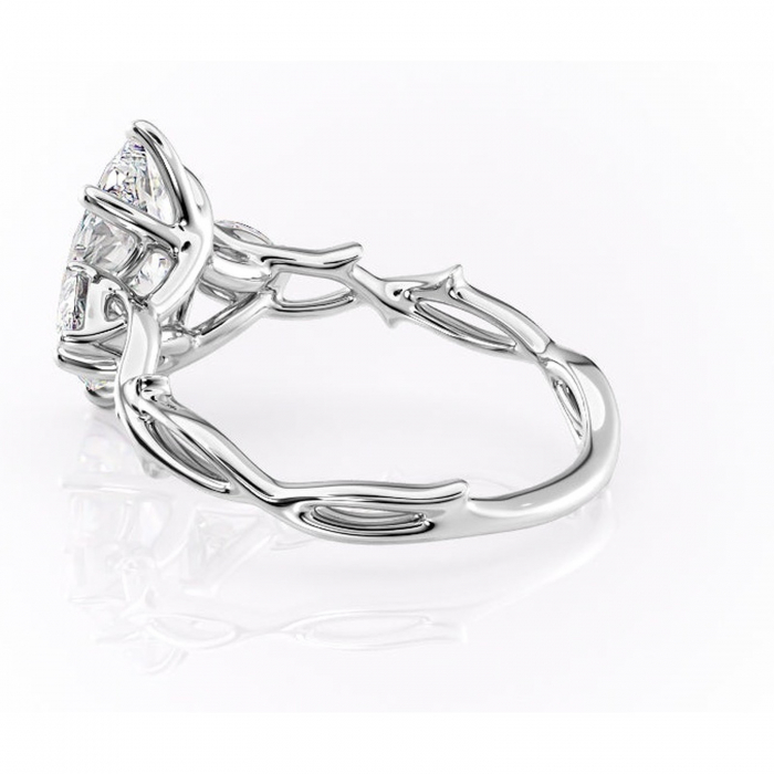 Inel de logodnă Elira din aur Alb 14kt cu moissanite tăietură marquise – Montură cu trei pietre rafinată pentru profil mediu | Personalizează și configurează gratuit online [5]