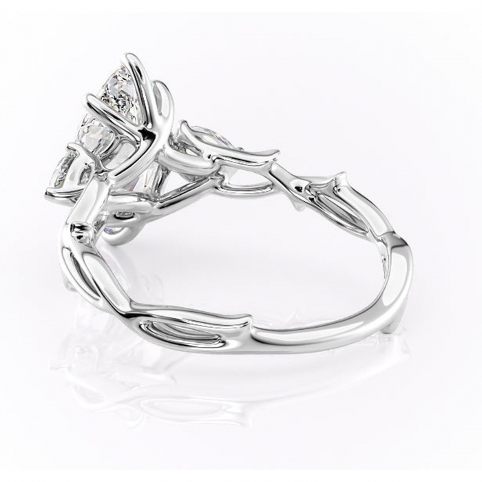 Inel de logodnă Elira din aur Alb 14kt cu moissanite tăietură marquise – Montură cu trei pietre rafinată pentru profil mediu | Personalizează și configurează gratuit online [4]