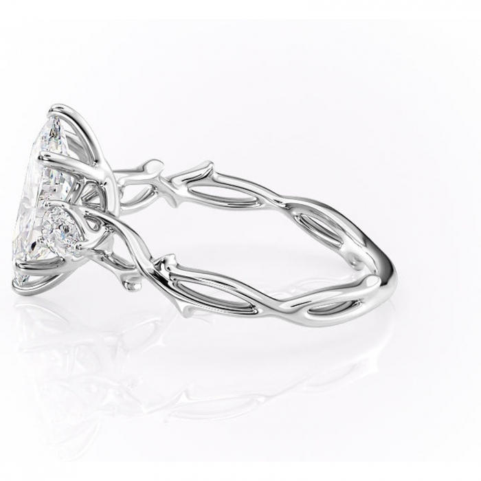 Inel de logodnă Elira din aur Alb 14kt cu moissanite tăietură marquise – Montură cu trei pietre rafinată pentru profil mediu | Personalizează și configurează gratuit online [6]