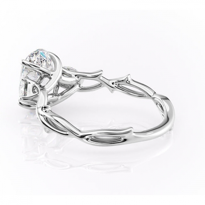 Inel de logodnă Elira din aur Alb 14kt cu moissanite tăietură ovală – Montură cu trei pietre rafinată pentru profil mediu | Personalizează și configurează gratuit online [5]