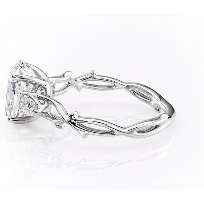 Inel de logodnă Elira din aur Alb 14kt cu moissanite tăietură ovală – Montură cu trei pietre rafinată pentru profil mediu | Personalizează și configurează gratuit online [6]