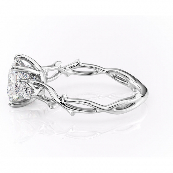 Inel de logodnă Elira din aur Alb 14kt cu moissanite tăietură princess – Montură cu trei pietre rafinată pentru profil mediu | Personalizează și configurează gratuit online [6]