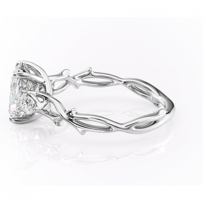 Inel de logodnă Elira din aur Alb 14kt cu moissanite tăietură radiantă – Montură cu trei pietre rafinată pentru profil mediu | Personalizează și configurează gratuit online [6]