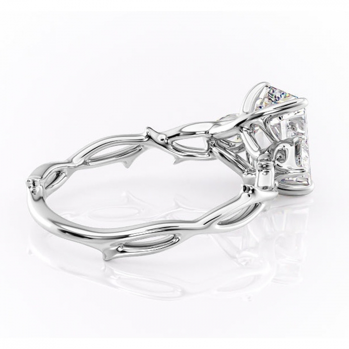 Inel de logodnă Elira din aur Alb 14kt cu moissanite tăietură smarald – Montură cu trei pietre rafinată pentru profil mediu | Personalizează și configurează gratuit online [3]