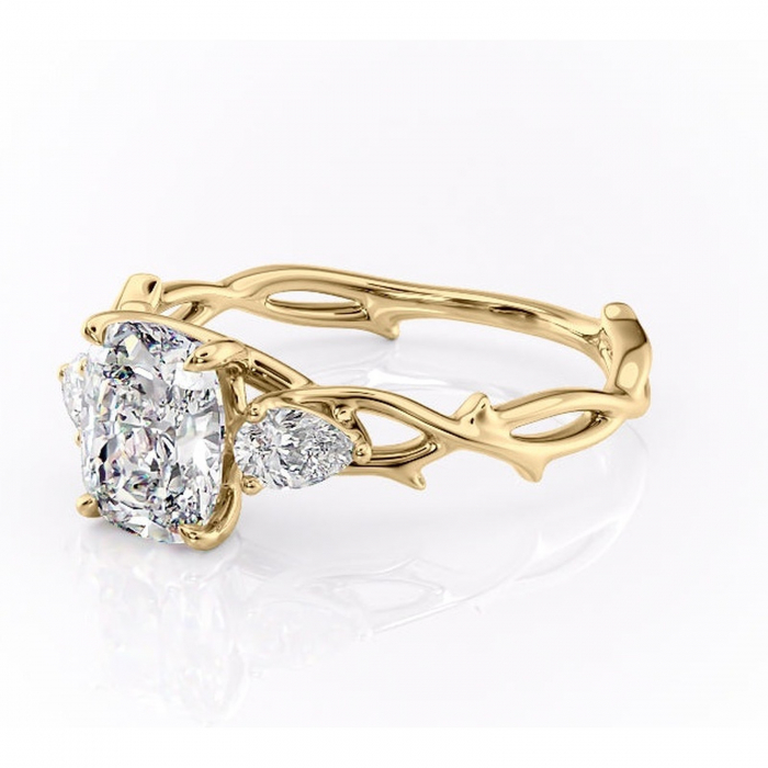 Inel de logodnă Elira din aur Galben 14kt cu moissanite tăietură asscher – Montură cu trei pietre rafinată pentru profil mediu | Personalizează și configurează gratuit online [7]