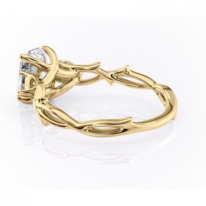 Inel de logodnă Elira din aur Galben 14kt cu moissanite tăietură asscher – Montură cu trei pietre rafinată pentru profil mediu | Personalizează și configurează gratuit online [5]