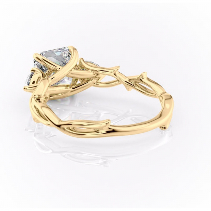 Inel de logodnă Elira din aur Galben 14kt cu moissanite tăietură asscher – Montură cu trei pietre rafinată pentru profil mediu | Personalizează și configurează gratuit online [4]
