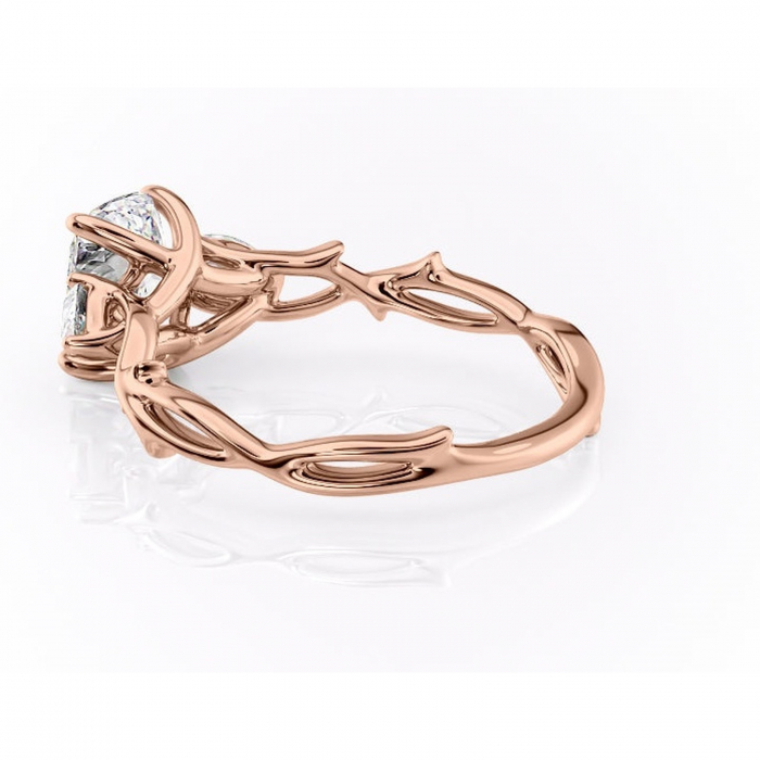 Inel de logodnă Elira din aur Rose 14kt cu moissanite tăietură asscher – Montură cu trei pietre rafinată pentru profil mediu | Personalizează și configurează gratuit online [5]