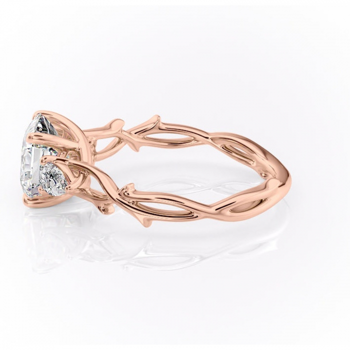 Inel de logodnă Elira din aur Rose 14kt cu moissanite tăietură asscher – Montură cu trei pietre rafinată pentru profil mediu | Personalizează și configurează gratuit online [6]