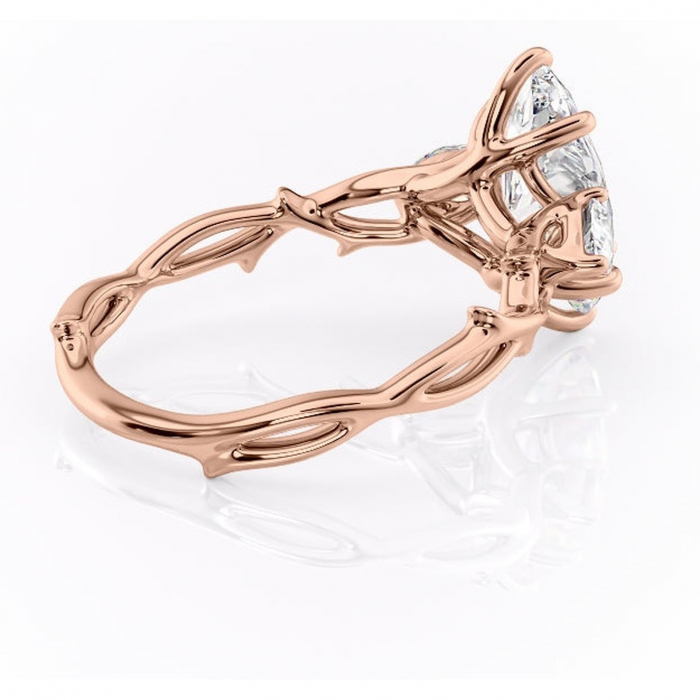Inel de logodnă Elira din aur Rose 14kt cu moissanite tăietură marquise – Montură cu trei pietre rafinată pentru profil mediu | Personalizează și configurează gratuit online [3]
