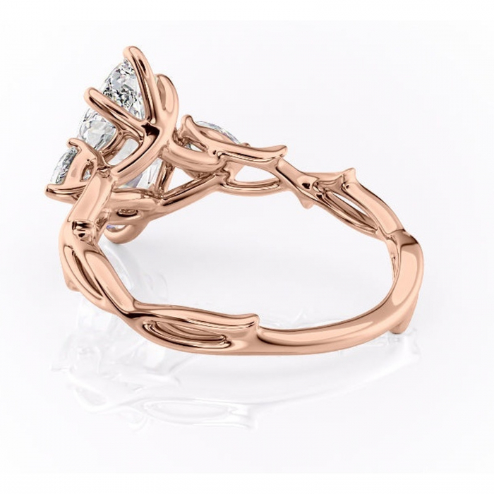 Inel de logodnă Elira din aur Rose 14kt cu moissanite tăietură marquise – Montură cu trei pietre rafinată pentru profil mediu | Personalizează și configurează gratuit online [4]