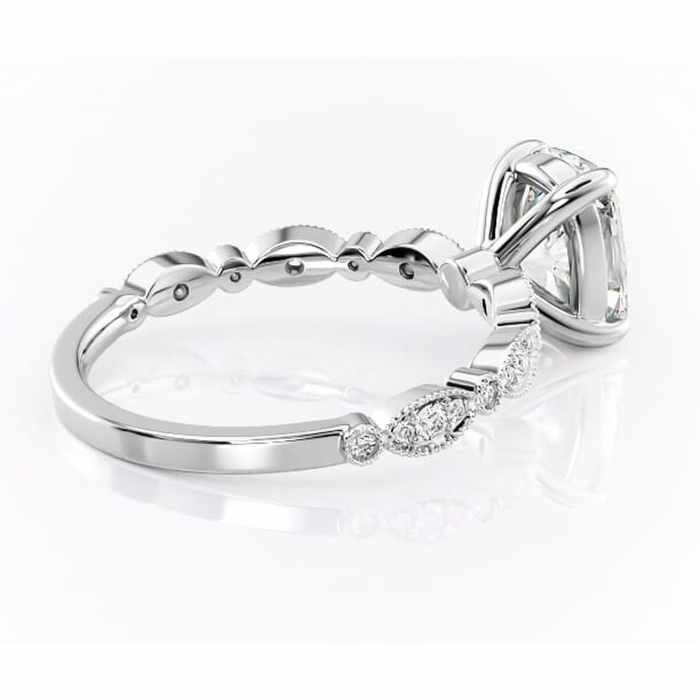 Inel de logodnă Elowen din aur Alb 14kt cu moissanite tăietură asscher – Pietre laterale rafinată pentru profil înalt | Personalizează și configurează gratuit online [3]