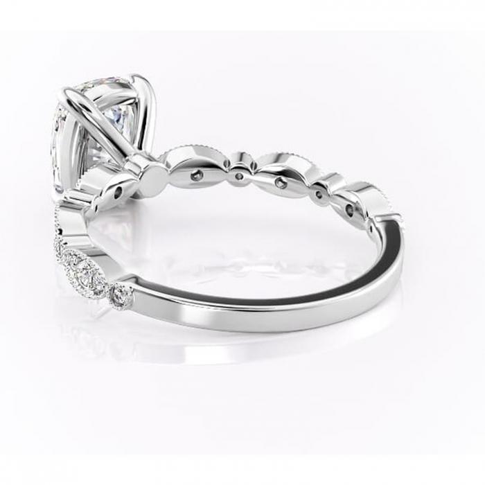 Inel de logodnă Elowen din aur Alb 14kt cu moissanite tăietură asscher – Pietre laterale rafinată pentru profil înalt | Personalizează și configurează gratuit online [4]