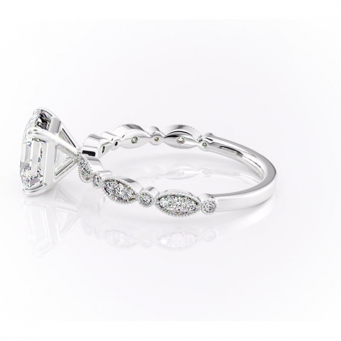Inel de logodnă Elowen din aur Alb 14kt cu moissanite tăietură asscher – Pietre laterale rafinată pentru profil înalt | Personalizează și configurează gratuit online [6]