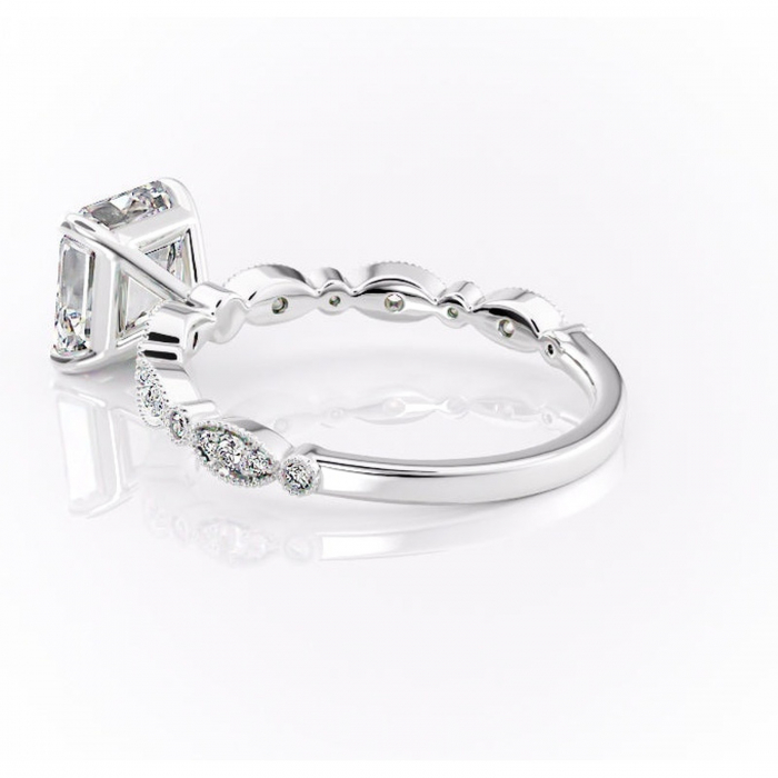 Inel de logodnă Elowen din aur Alb 14kt cu moissanite tăietură asscher – Pietre laterale rafinată pentru profil înalt | Personalizează și configurează gratuit online [5]
