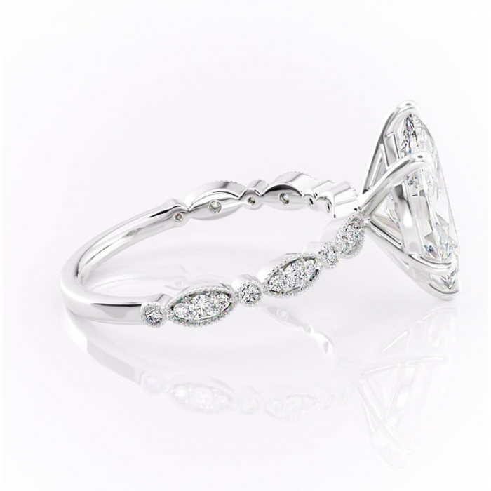 Inel de logodnă Elowen din aur Alb 14kt cu moissanite tăietură marquise – Pietre laterale rafinată pentru profil înalt | Personalizează și configurează gratuit online [2]