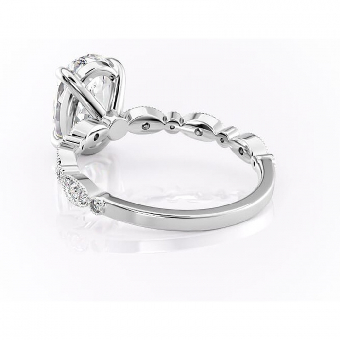 Inel de logodnă Elowen din aur Alb 14kt cu moissanite tăietură ovală – Pietre laterale rafinată pentru profil înalt | Personalizează și configurează gratuit online [4]