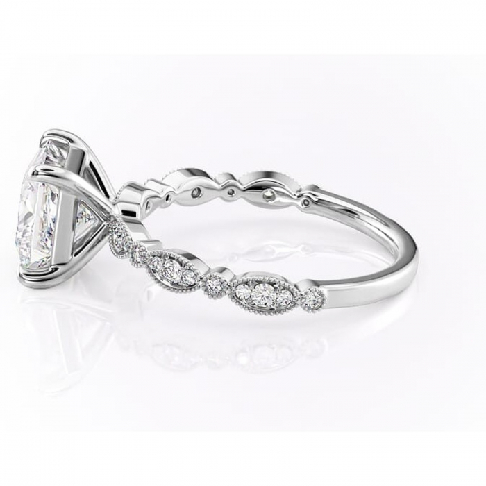 Inel de logodnă Elowen din aur Alb 14kt cu moissanite tăietură princess – Pietre laterale rafinată pentru profil înalt | Personalizează și configurează gratuit online [6]