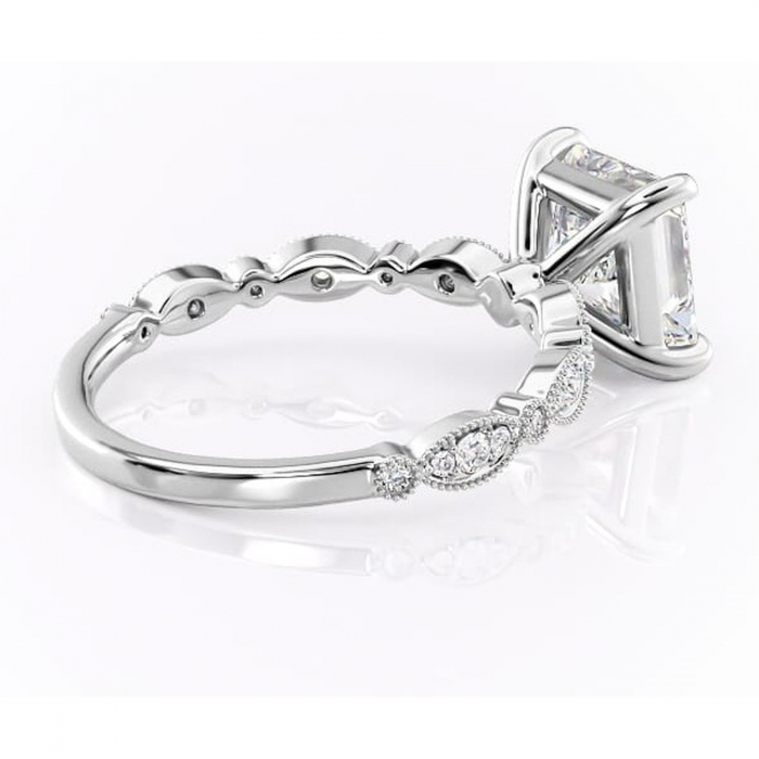 Inel de logodnă Elowen din aur Alb 14kt cu moissanite tăietură princess – Pietre laterale rafinată pentru profil înalt | Personalizează și configurează gratuit online [3]
