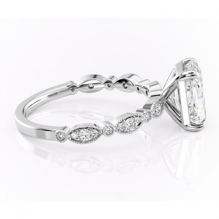 Inel de logodnă Elowen din aur Alb 14kt cu moissanite tăietură radiantă – Pietre laterale rafinată pentru profil înalt | Personalizează și configurează gratuit online [2]