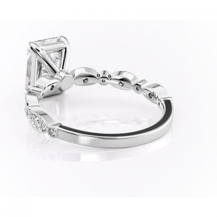 Inel de logodnă Elowen din aur Alb 14kt cu moissanite tăietură radiantă – Pietre laterale rafinată pentru profil înalt | Personalizează și configurează gratuit online [4]