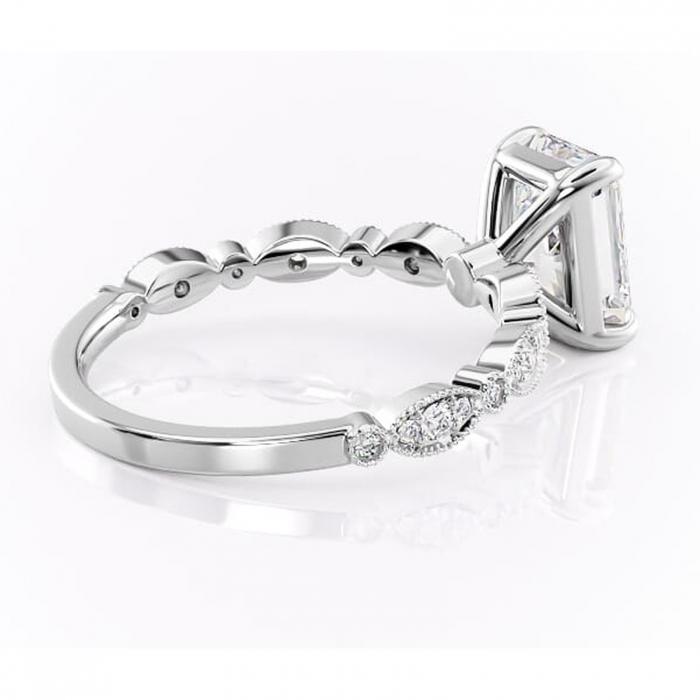 Inel de logodnă Elowen din aur Alb 14kt cu moissanite tăietură radiantă – Pietre laterale rafinată pentru profil înalt | Personalizează și configurează gratuit online [3]