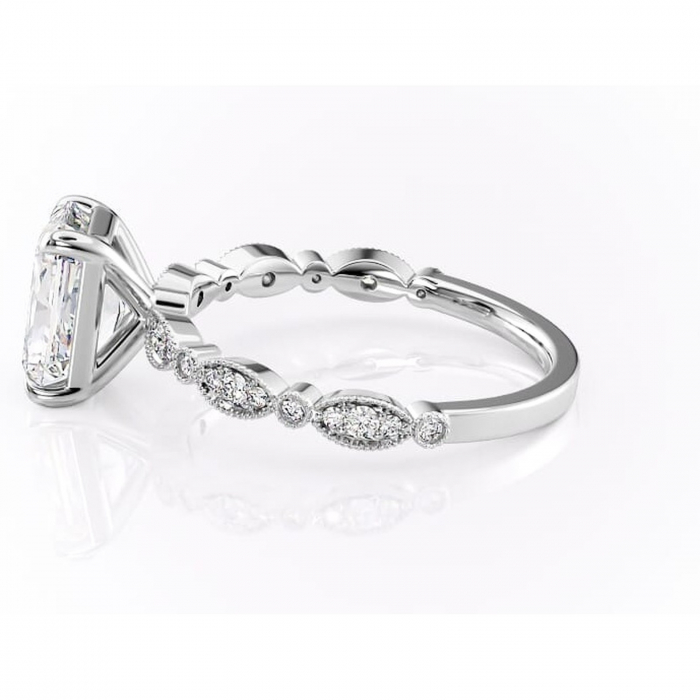 Inel de logodnă Elowen din aur Alb 14kt cu moissanite tăietură radiantă – Pietre laterale rafinată pentru profil înalt | Personalizează și configurează gratuit online [6]