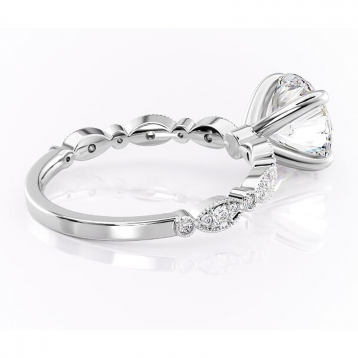 Inel de logodnă Elowen din aur Alb 14kt cu moissanite tăietură rotundă – Pietre laterale rafinată pentru profil înalt | Personalizează și configurează gratuit online [3]