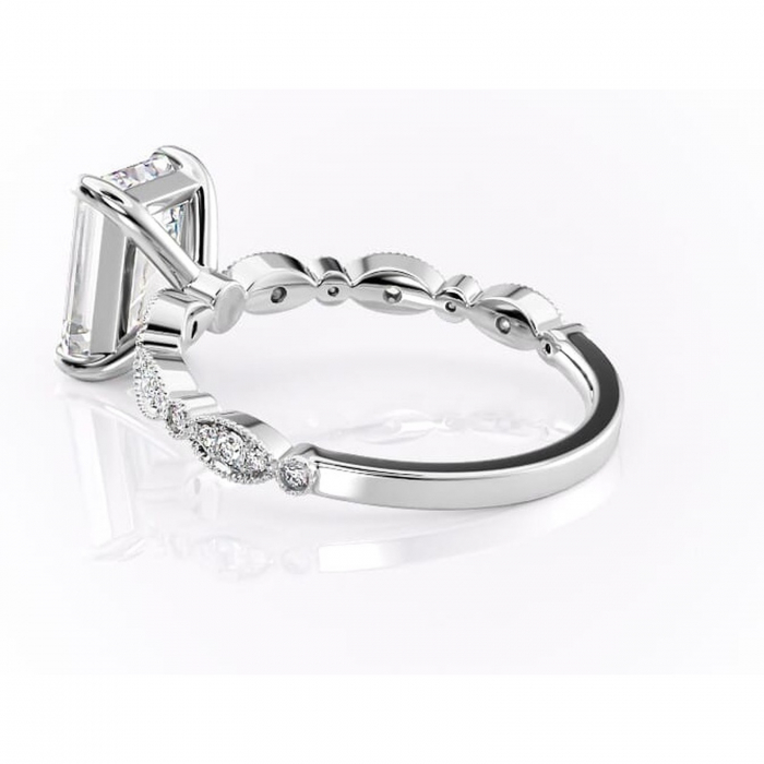 Inel de logodnă Elowen din aur Alb 14kt cu moissanite tăietură smarald – Pietre laterale rafinată pentru profil înalt | Personalizează și configurează gratuit online [5]