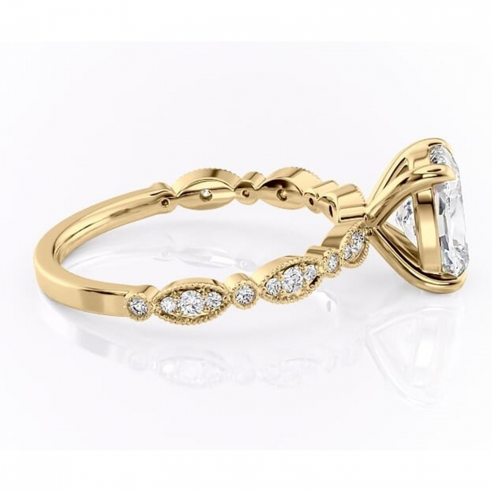 Inel de logodnă Elowen din aur Galben 14kt cu moissanite tăietură asscher – Pietre laterale rafinată pentru profil înalt | Personalizează și configurează gratuit online [2]