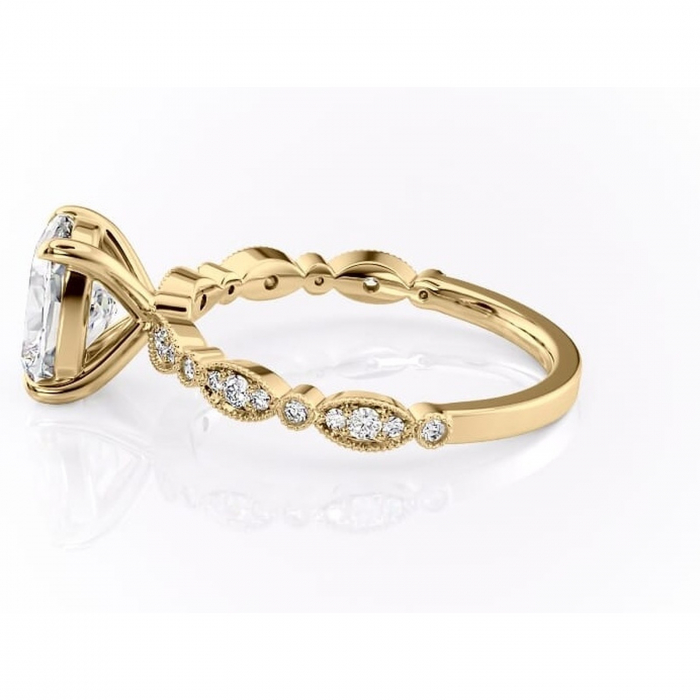 Inel de logodnă Elowen din aur Galben 14kt cu moissanite tăietură asscher – Pietre laterale rafinată pentru profil înalt | Personalizează și configurează gratuit online [6]
