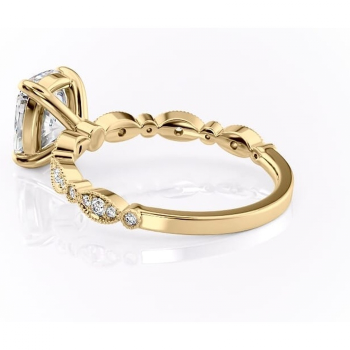 Inel de logodnă Elowen din aur Galben 14kt cu moissanite tăietură asscher – Pietre laterale rafinată pentru profil înalt | Personalizează și configurează gratuit online [5]