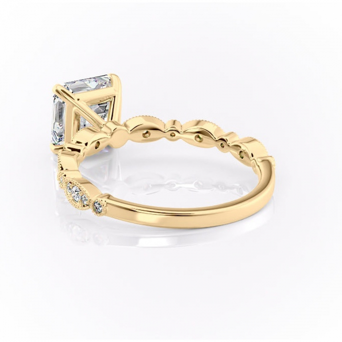 Inel de logodnă Elowen din aur Galben 14kt cu moissanite tăietură asscher – Pietre laterale rafinată pentru profil înalt | Personalizează și configurează gratuit online [4]