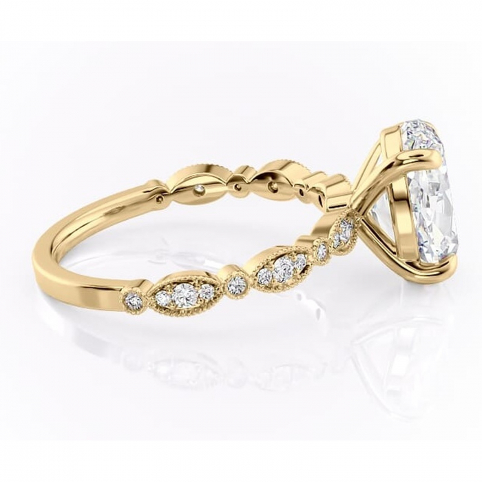 Inel de logodnă Elowen din aur Galben 14kt cu moissanite tăietură ovală – Pietre laterale rafinată pentru profil înalt | Personalizează și configurează gratuit online [2]