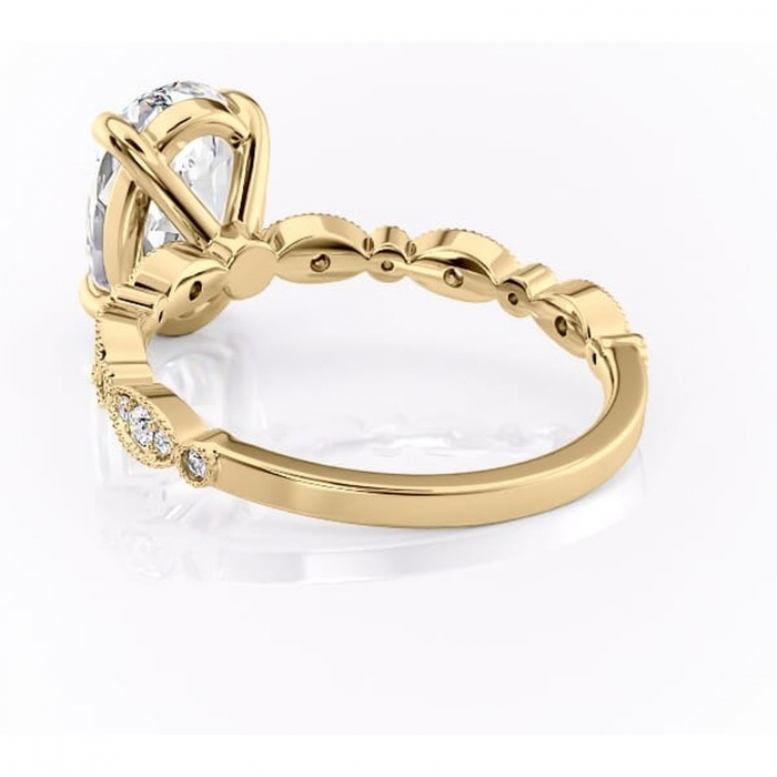 Inel de logodnă Elowen din aur Galben 14kt cu moissanite tăietură ovală – Pietre laterale rafinată pentru profil înalt | Personalizează și configurează gratuit online [4]