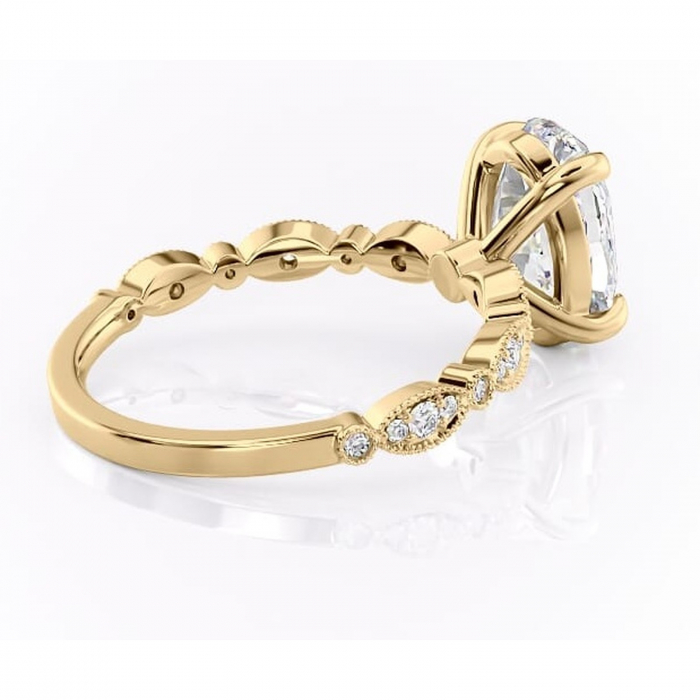 Inel de logodnă Elowen din aur Galben 14kt cu moissanite tăietură ovală – Pietre laterale rafinată pentru profil înalt | Personalizează și configurează gratuit online [3]