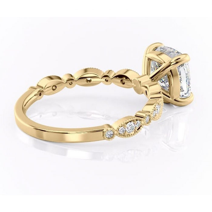 Inel de logodnă Elowen din aur Galben 14kt cu moissanite tăietură pernă – Pietre laterale rafinată pentru profil înalt | Personalizează și configurează gratuit online [3]