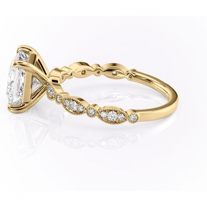 Inel de logodnă Elowen din aur Galben 14kt cu moissanite tăietură princess – Pietre laterale rafinată pentru profil înalt | Personalizează și configurează gratuit online [6]