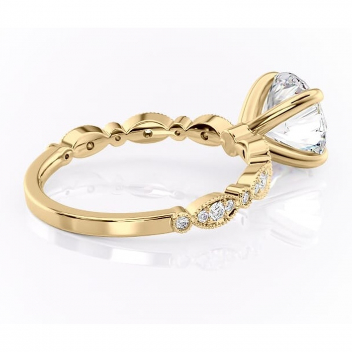 Inel de logodnă Elowen din aur Galben 14kt cu moissanite tăietură rotundă – Pietre laterale rafinată pentru profil înalt | Personalizează și configurează gratuit online [3]