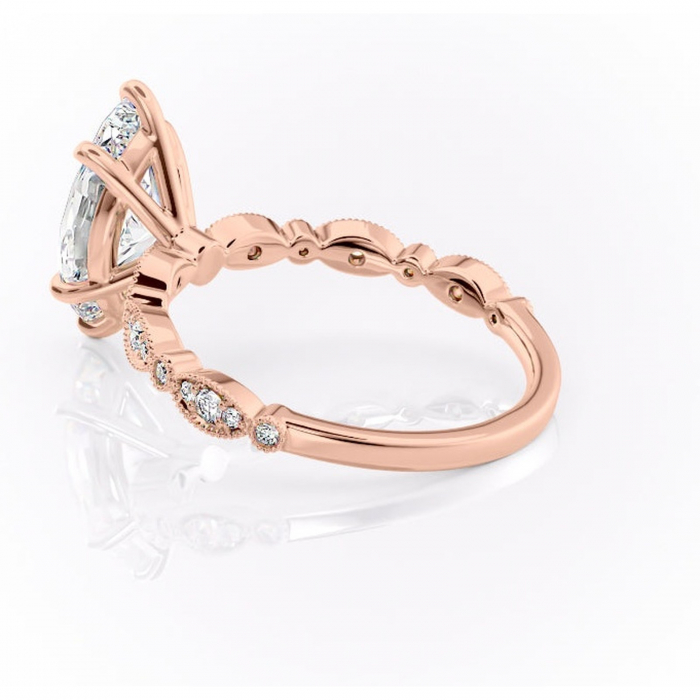 Inel de logodnă Elowen din aur Rose 18kt cu moissanite tăietură marquise – Pietre laterale rafinată pentru profil înalt | Personalizează și configurează gratuit online [5]