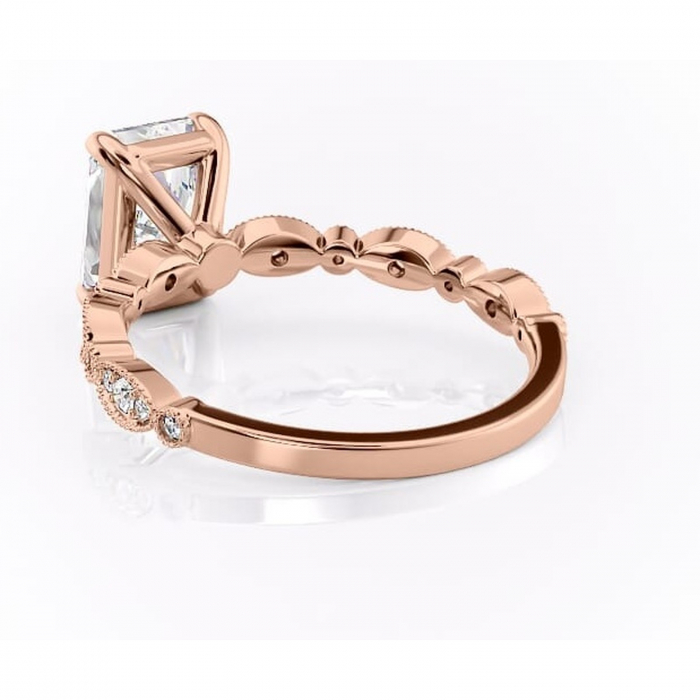 Inel de logodnă Elowen din aur Rose 14kt cu moissanite tăietură radiantă – Pietre laterale rafinată pentru profil înalt | Personalizează și configurează gratuit online [4]