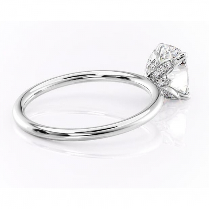 Inel de logodnă Emerald din aur Alb 14kt cu moissanite tăietură pernă – Solitar rafinată pentru profil înalt | Personalizează și configurează gratuit online [3]